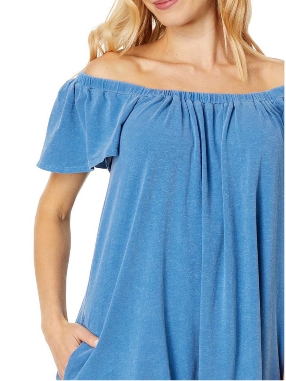 Blue Ruffle Sleeve Dress - Picture 3 of 5